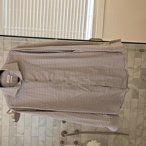 Calvin Klein Men's Light Gray Striped Dress Shirt